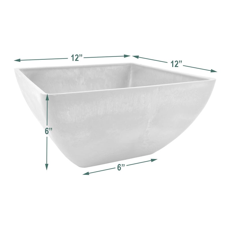PSW Pot Collection 12x6 inch Plastic/Stone/Wood Composite Square Planter â€“ No Drainage Hole (Drillable), Modern Indoor/Outer Pot for Flowers, Foliage, Succulents, Fairy Gardens, Dark Charcoal - Image 4